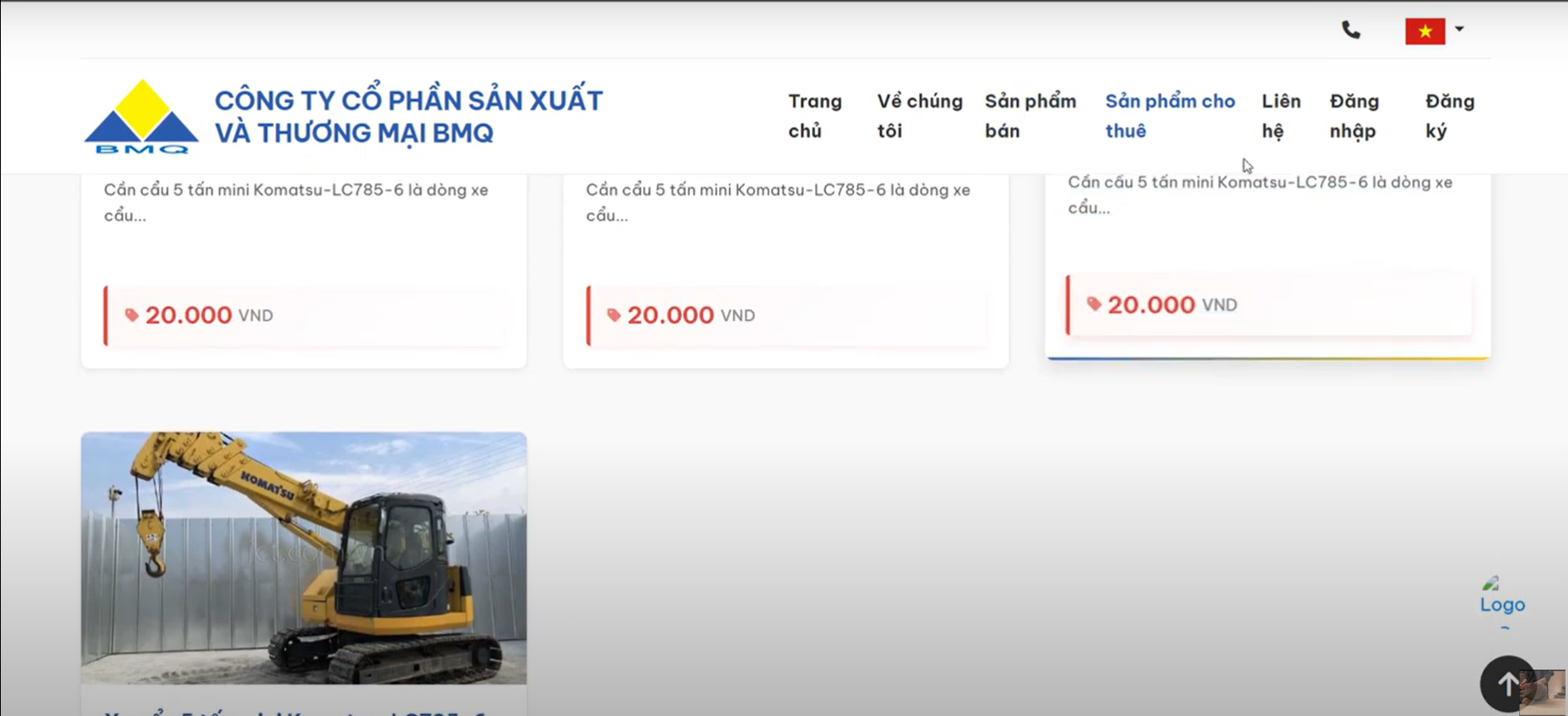 Full Dự án Laravel cho lĩnh vực bán và cho thuê thiết bị công trình ảnh chụp màn hình