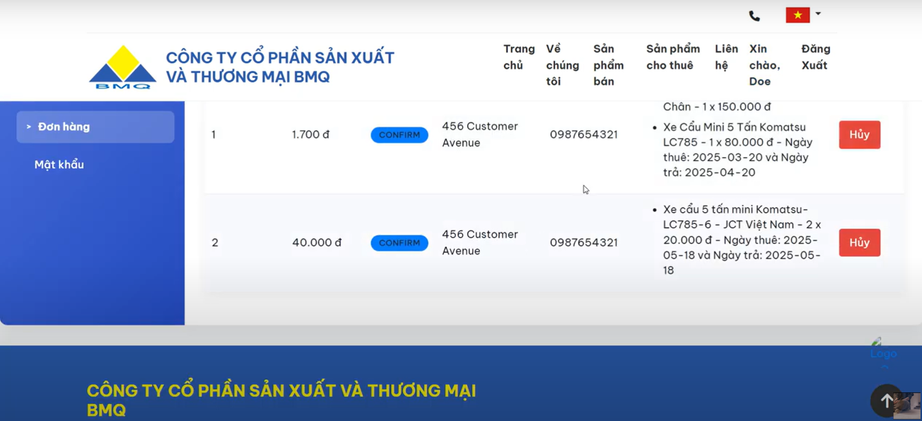 Full Dự án Laravel cho lĩnh vực bán và cho thuê thiết bị công trình ảnh chụp màn hình