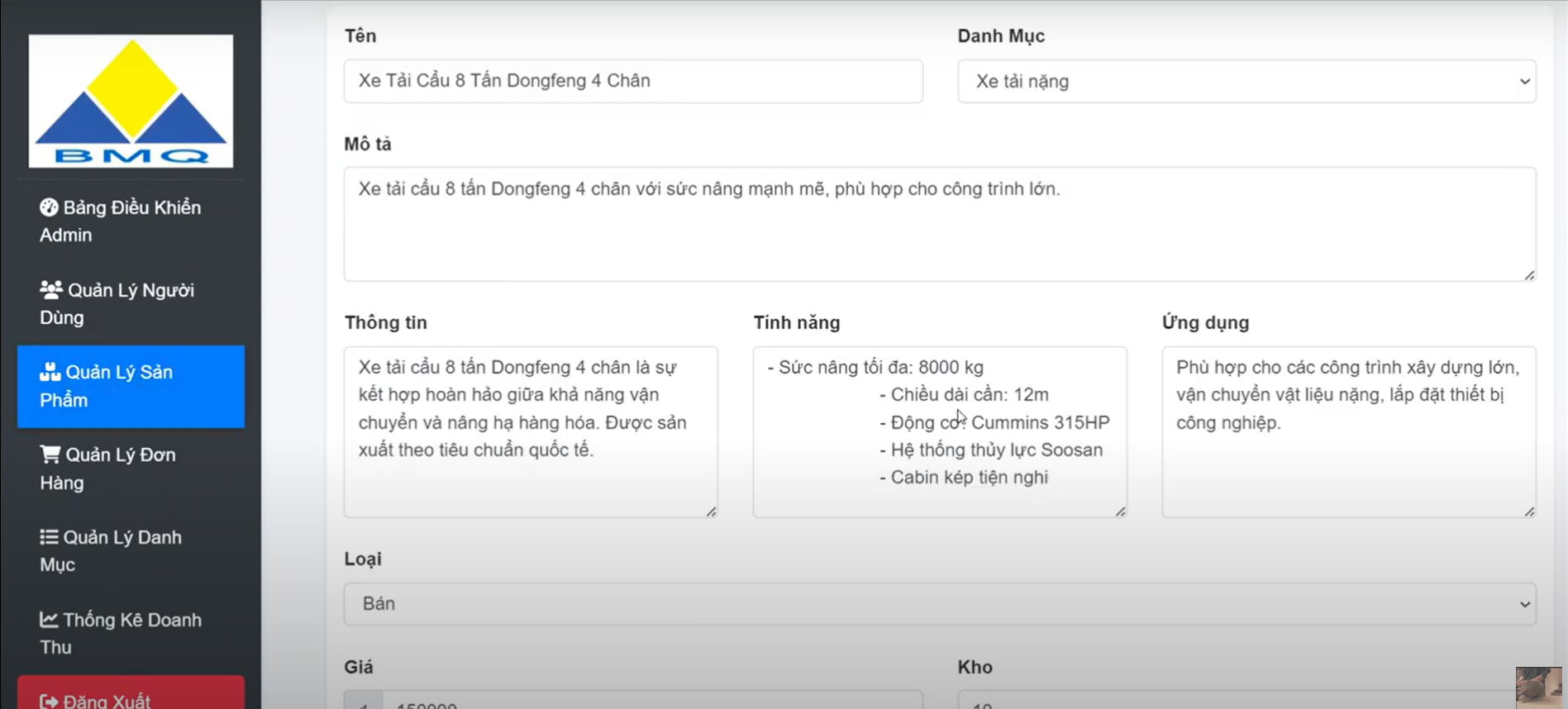 Full Dự án Laravel cho lĩnh vực bán và cho thuê thiết bị công trình ảnh chụp màn hình