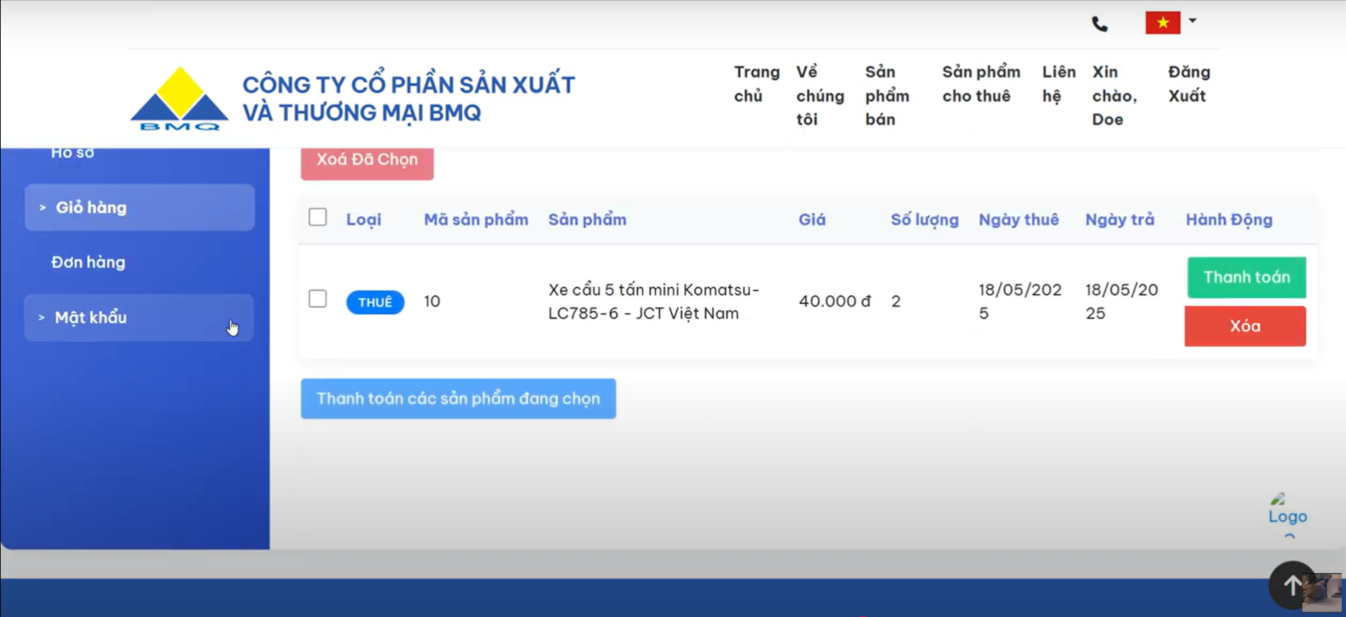 Full Dự án Laravel cho lĩnh vực bán và cho thuê thiết bị công trình ảnh chụp màn hình