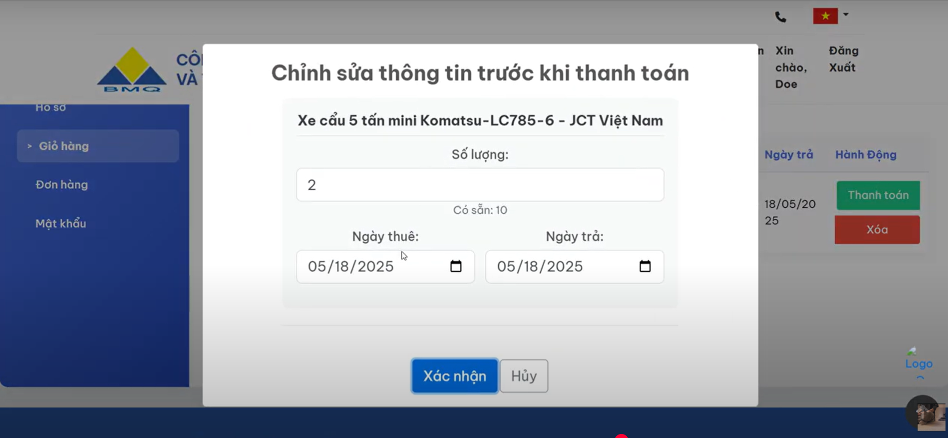Full Dự án Laravel cho lĩnh vực bán và cho thuê thiết bị công trình ảnh chụp màn hình