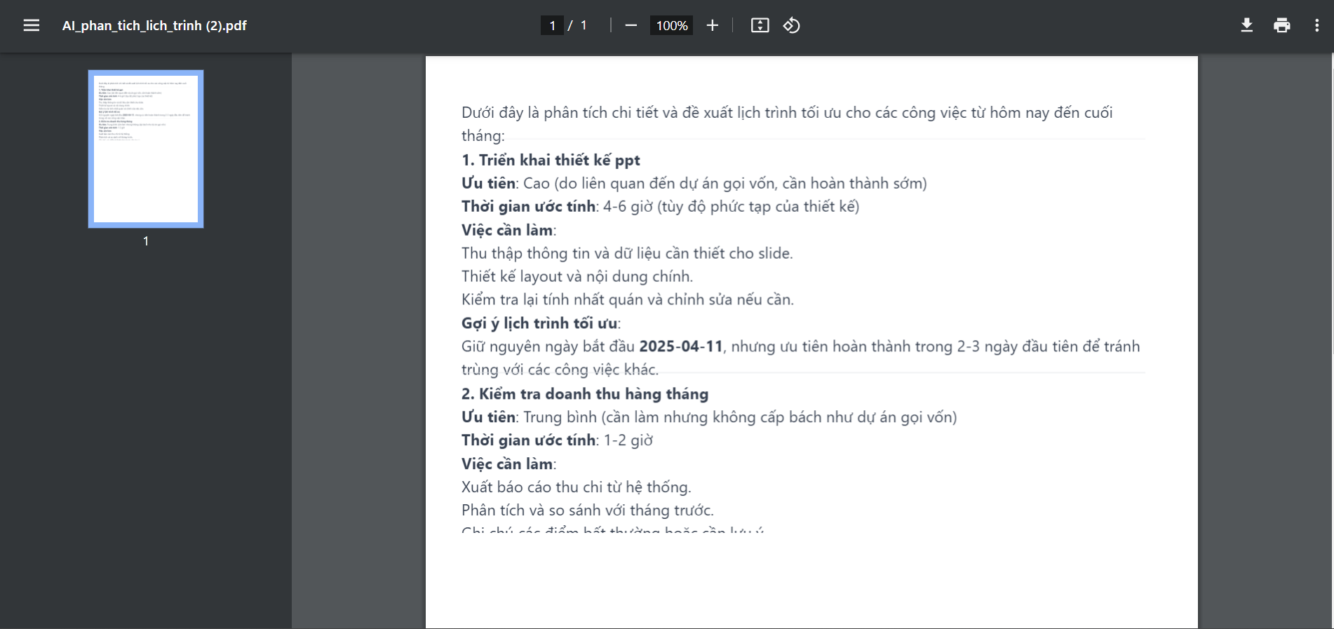 Website dùng AI để phân tích kế hoạch công việc bằng ReactJS ảnh chụp màn hình